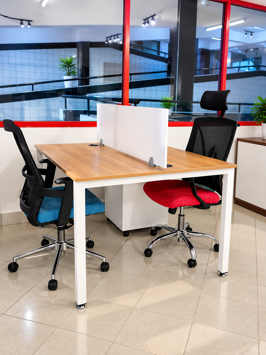 M1212 -2 Way Workstation 1200 X 1200 X 745H mm with 2 drawer Mobile Pedestals and Metal Frame - Modern Workstation in Nairobi, Kenya thumbnail 2