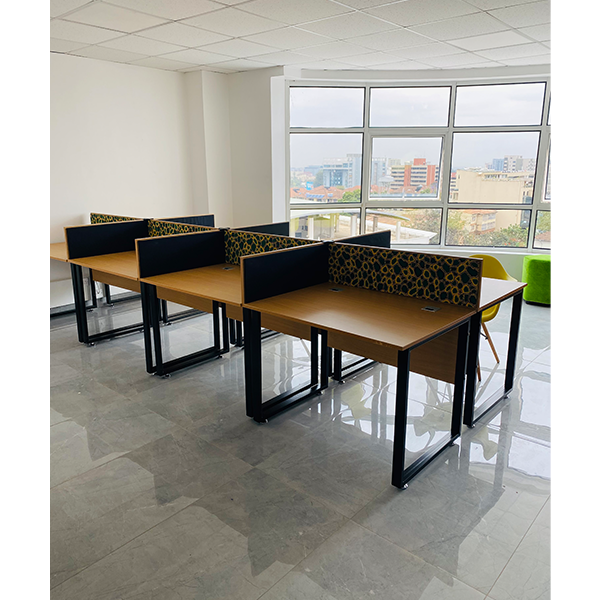 M4012 - Metal Legged 8 way Workstation 4000 x 1200 x 745H mm with Mobile Drawer Pedestals and Divider Screens thumbnail 2