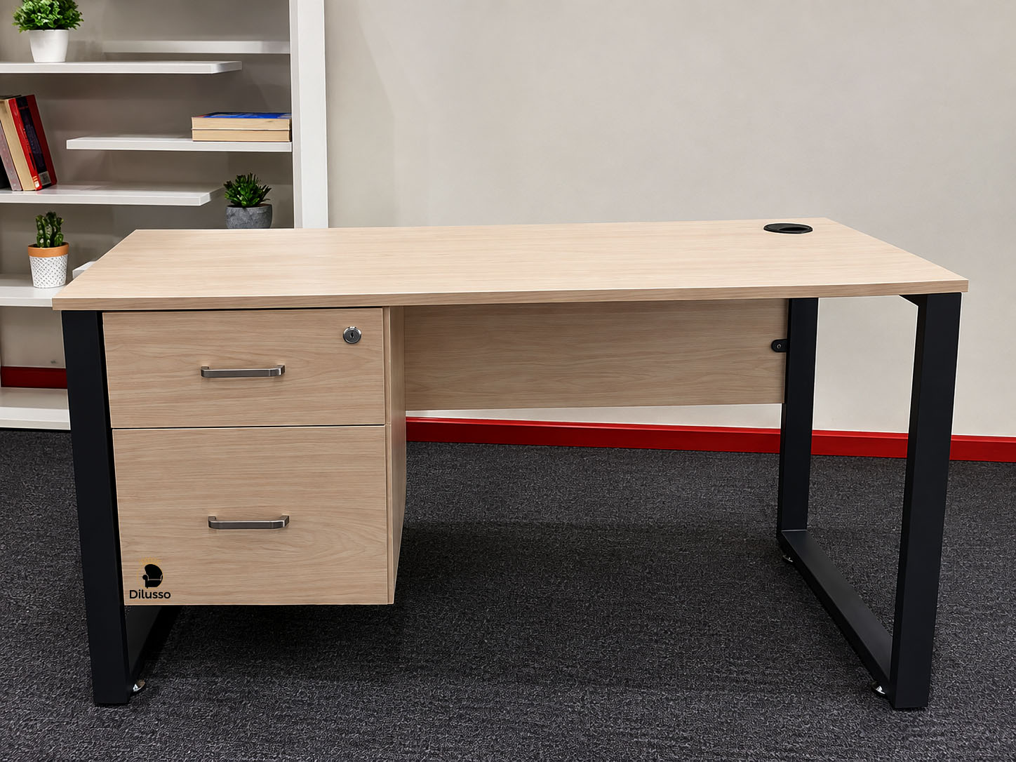 MDM1260 -Metal Legged Desk with Fixed 2 Drawer Pedestal |Dilusso Furniture Nairobi - Modern Office Desk in Nairobi, Kenya thumbnail 2