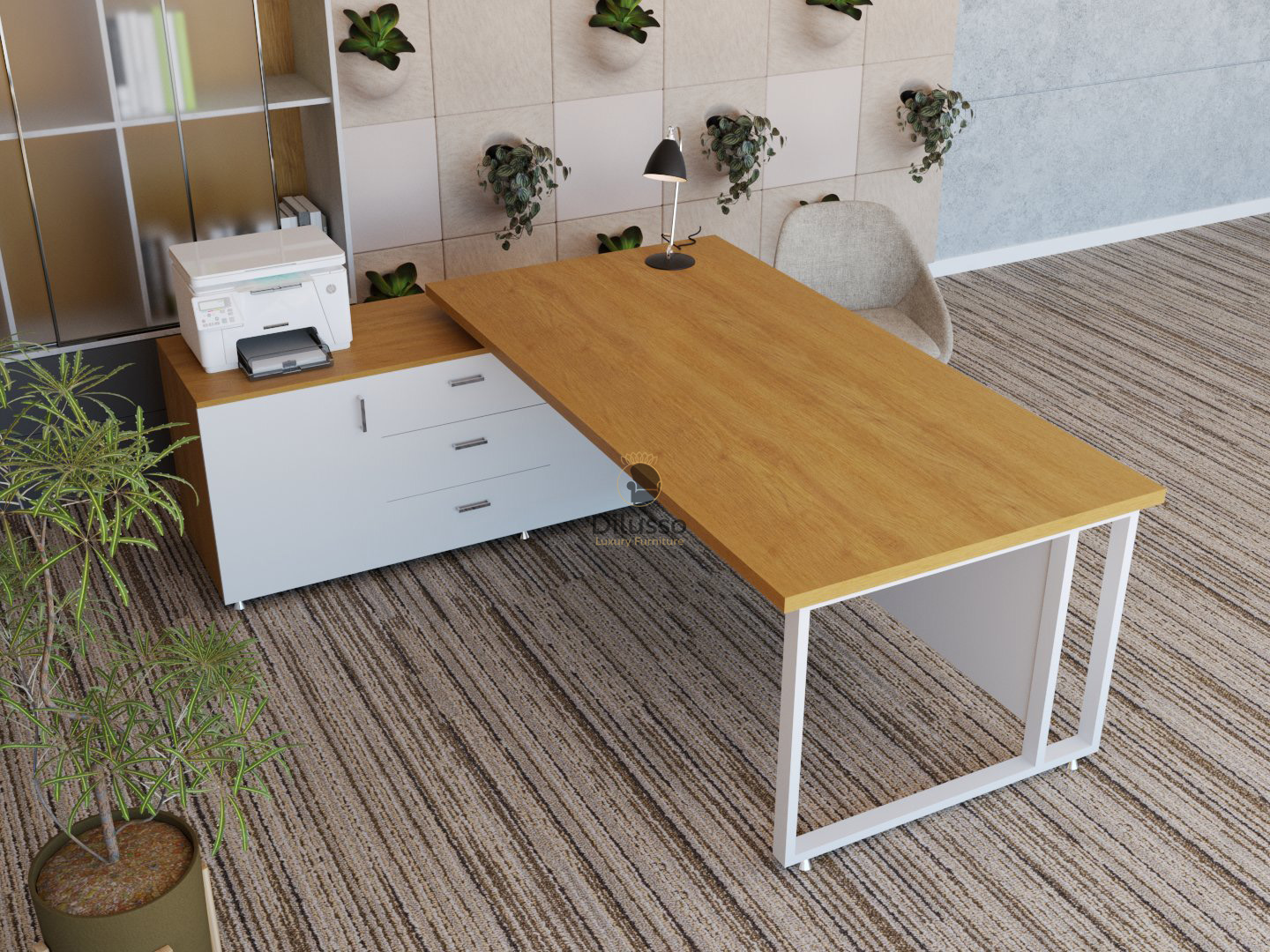 Topy Executive Desk 2000 x 800 x 745H mm with Side Extension and Metal Leg thumbnail 2