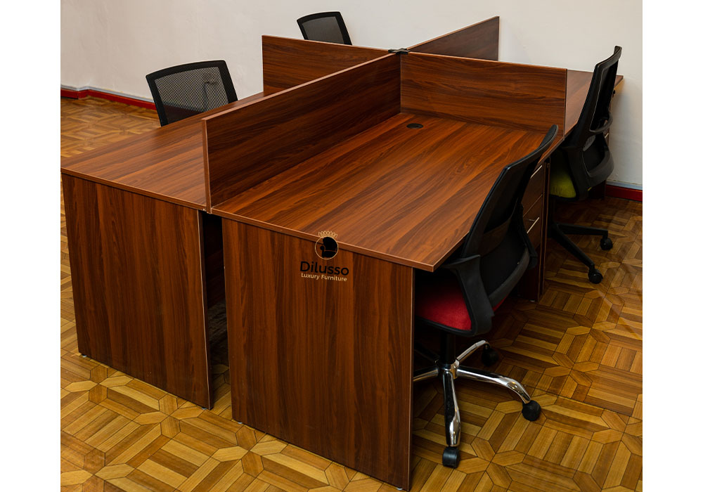 DP2412-Panel Legged 4 way workstation 2400 X 1200 X 745Hmm with Divider Screens and Fixed 2 Drawer Pedestals thumbnail 2