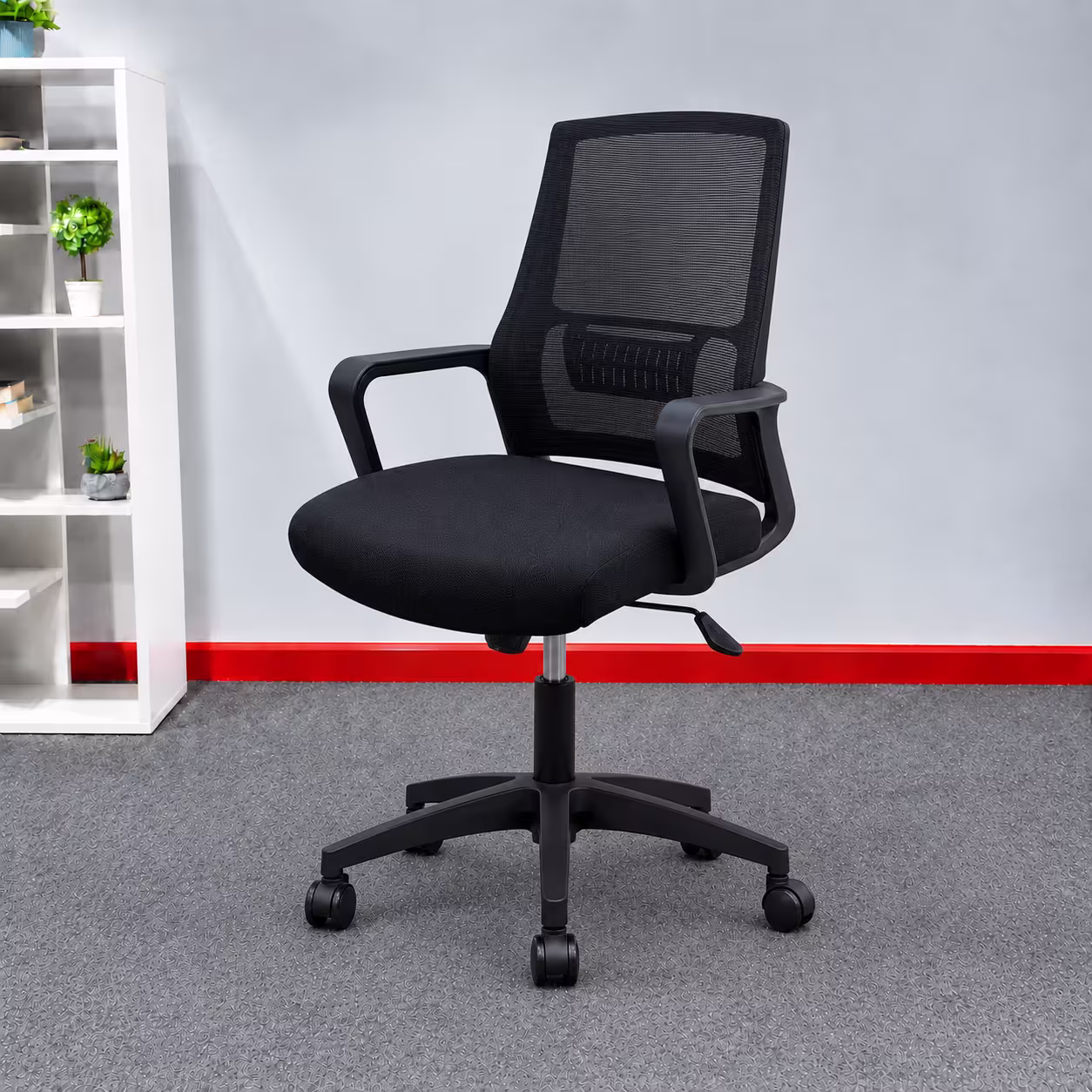 HARRY-M-Ergonomic Medium Back Mesh Office Chair (Black)
