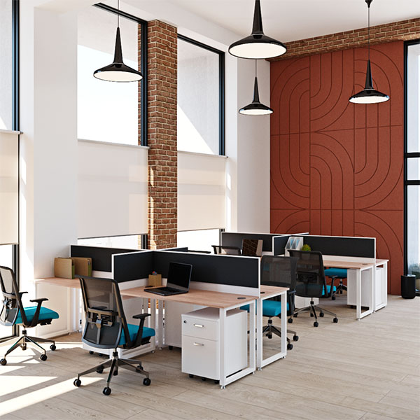 M4012 - Metal Legged 8 way Workstation 4000 x 1200 x 745H mm with Mobile Drawer Pedestals and Divider Screens - Modern Workstation in Nairobi, Kenya