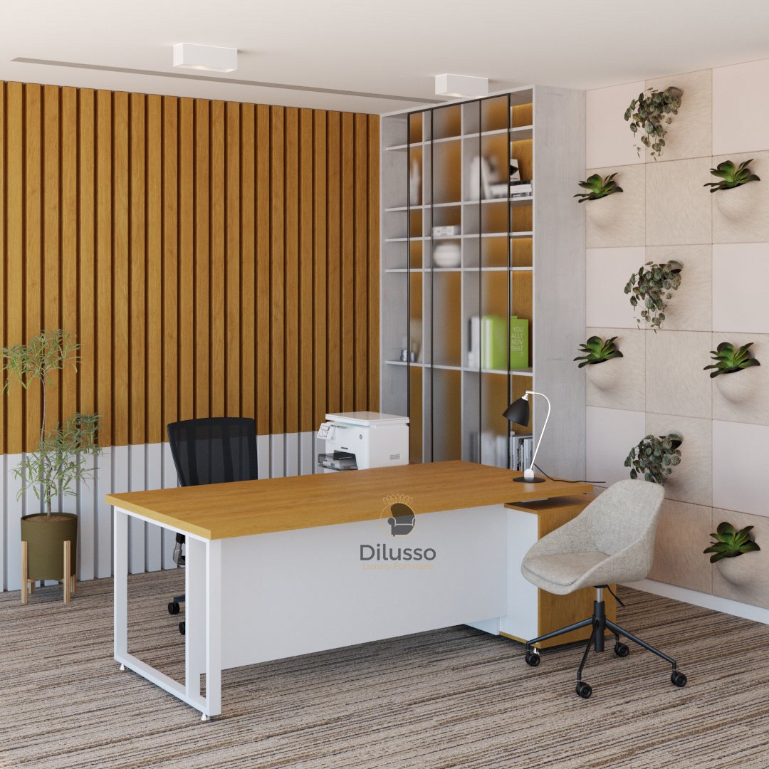 Topy Executive Desk 2000 x 800 x 745H mm with Side Extension and Metal Leg - Modern Executive Desk in Nairobi, Kenya