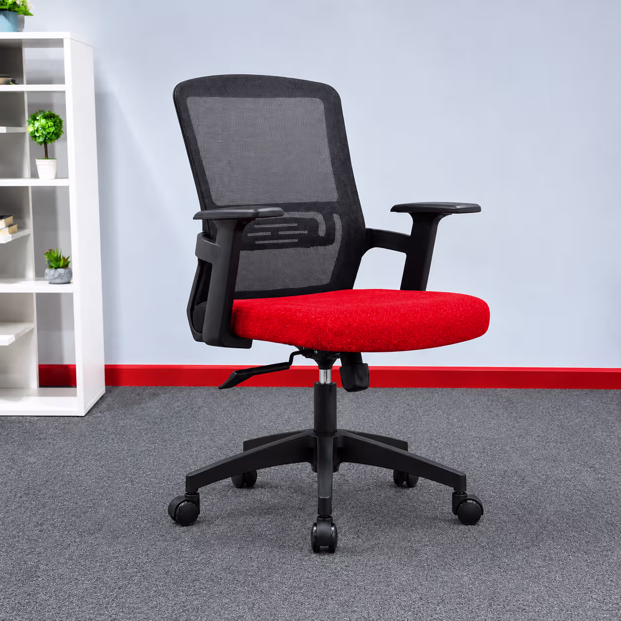 WIT-M -Ergonomic Medium Back Mesh Chair-Red