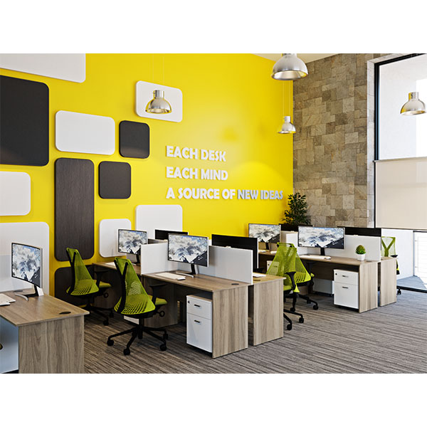 DP2412-Panel Legged 4 way workstation 2400 X 1200 X 745Hmm with Divider Screens and Fixed 2 Drawer Pedestals - Modern Workstation in Nairobi, Kenya